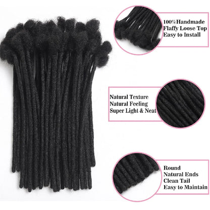 Afro Fully Handmade Permanent Loc Extensions Human Hair 0.8cm Boho Braids Dreadlock Extension Human Hair For Women 10-40 Strands