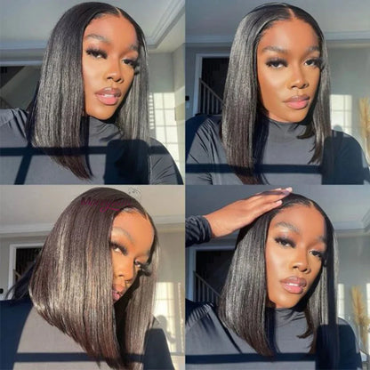 Straight Short Bob V Part Wigs Human Hair Bob Wig Short Straight V Part Bob Wig No Leave Out 180% human hair Wigs 100%U Part Wig