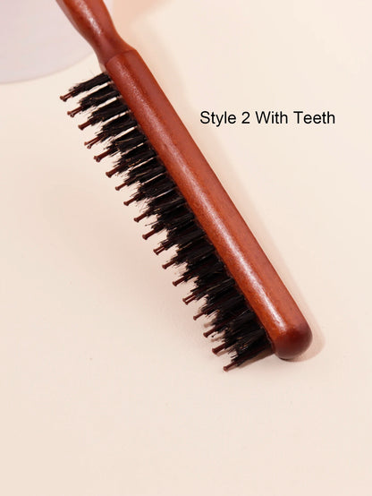 Hair Brush Boar Bristle Wooden Slim Line Comb Hairbrush Professional SalonExtension Hairdressing DIY Styling Tools Scalp Massage