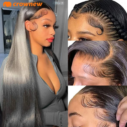 Straight Lace Front Wigs Human Hair 13x4 13x6 HD Lace Frontal Wigs Human Hair 200% Real 34" Straight Human Hair Wigs Pre plucked