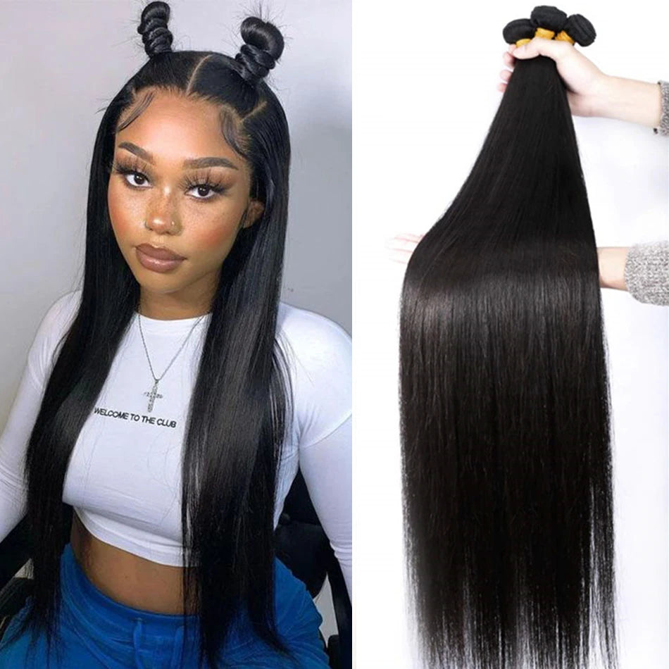 Indian Hair Weave Bundles 100% Human Hair 1B Hair Extension 1/3 Hair Bundles For Women Natural Black Hair Bundles