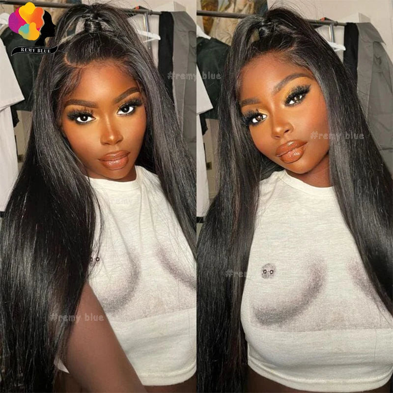 Straight Human Hair Wigs 13x6 HD Transparent Lace Frontal Wigs for Black Women Preuvian Glueless 13x6 Lace Front Human Hair Wig