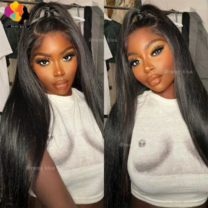 Straight Human Hair Wigs 13x6 HD Transparent Lace Frontal Wigs for Black Women Preuvian Glueless 13x6 Lace Front Human Hair Wig