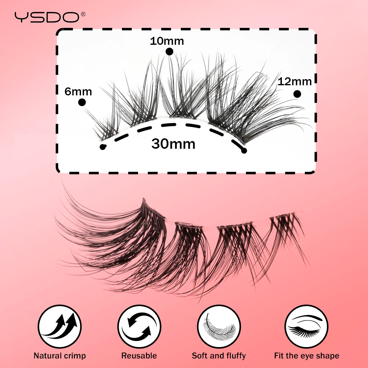 YSDO Natural Long Eyelashes 10 Pairs Wispy Soft 3D Mink Lashes Reusable Cat Eye Lashes Makeup Eyelash Extension Faux Cils
