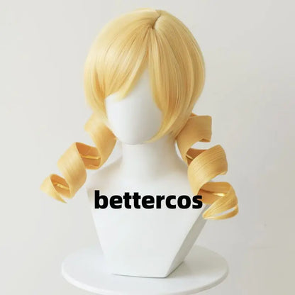 Puella Magi Madoka Magica Tomoe Mami Cosplay Wig Golden Blonde Synthetic Wavy Hair Women Wigs Costume Party Prop