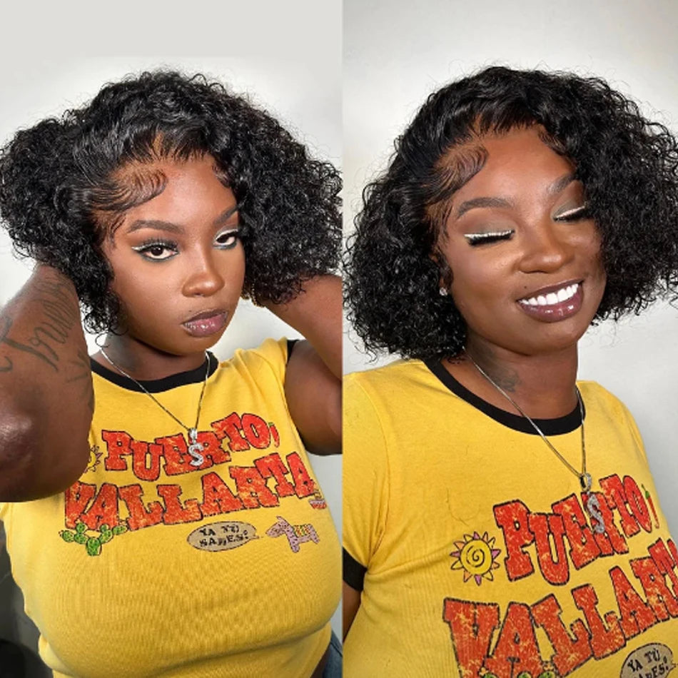 Mongolian Kinky Curly Wig Human Hair 13x4 Curly Lace Front Human Hair Wigs Deep Curly Lace Closure Wig For Women 180 Density