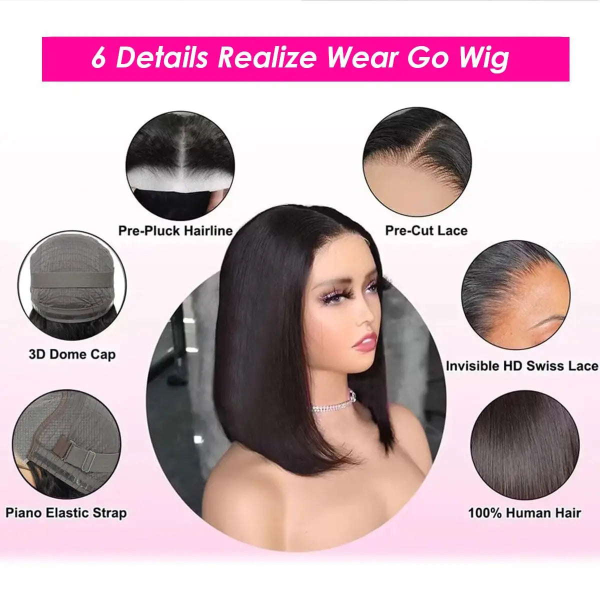 Glueless Wigs Human Hair Wear Go Bob Wigs Straight Lace Front Pre Plucked 13x4 HD Brazilian Transparent Lace Frontal Wig on Sale