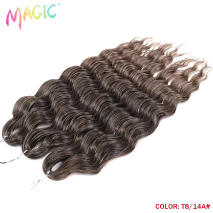 Magic Hair Synthetic Loose Deep Wave Braiding Hair Extensions 24 Inch Water Wave Braid Hair Ombre Blonde Twist Crochet Curly Hai