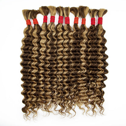 Deep Wave Bulk Human Hair for Boho Braids No Weft 100% Virgin Human Hair Bulk for Braiding Curly Extension Bundles for Women