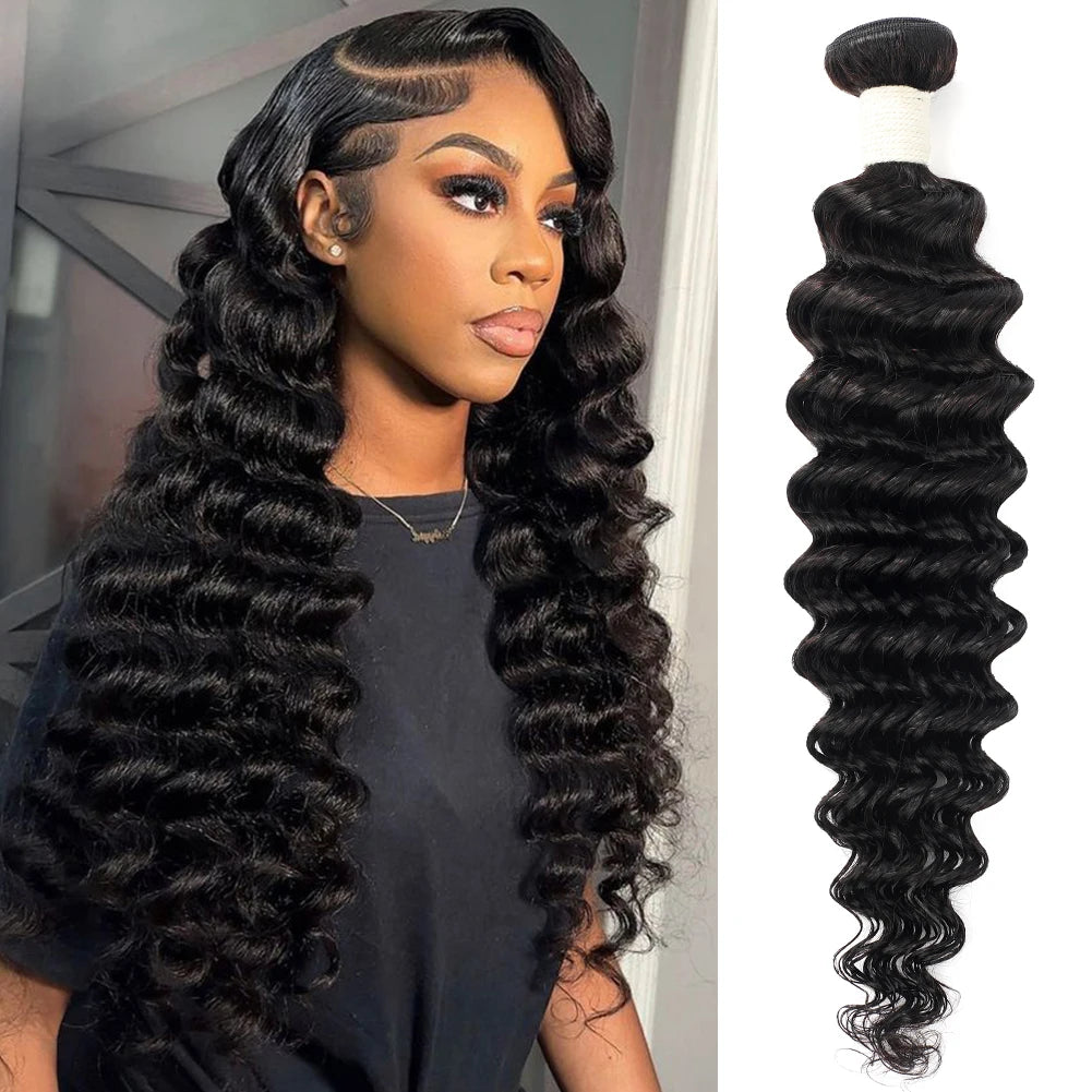 Deep Wave Human Hair Bundles 24 26 Inch 3 PCS Bundles Raw Hair 100% Human Hair Brazilian Hair Bundle Weaving Extensions