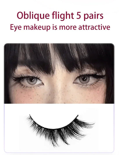 5 Pairs Cat Eye Lashes Faux Mink Eyelashes Natural long Manga Lashes Winged End Eye Elongated Eyelashes Fake Lashes Makeup