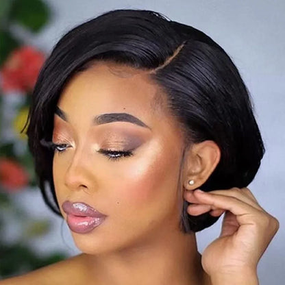 Human Hair 13X2 Wigs Short Pixie Cut Wigs Straight Bob HDTransparent Lace Frontal Wigs For Black Women 250Density Perruque Cheap
