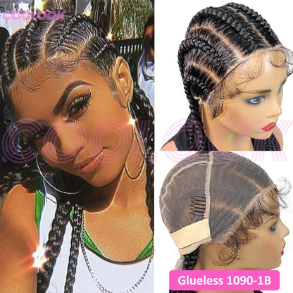 360 Full Lace Cornrow Braided Wigs For Black Women Synthetic Knotless 20" Glueless Braided Wig With Baby Hair Goddess Braids Wig