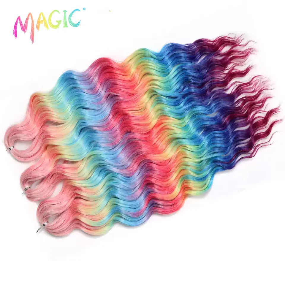 Magic Hair Synthetic Loose Deep Wave Braiding Hair Extensions 24 Inch Water Wave Braid Hair Ombre Blonde Twist Crochet Curly Hai