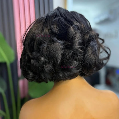 100% Malaysia Hair 300 Density Double Drawn P4 27 Ombre Highlight Bouncy Wave Wear and Go 4x4 Glueless Human Hair Bob Curly Wigs