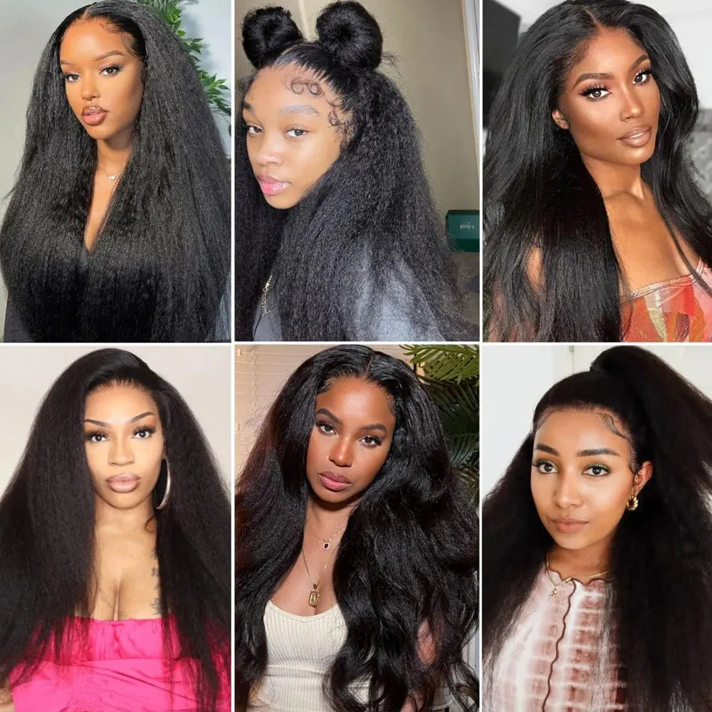 Synthetic 10-30inch Kinky Straight U Part Wig V Part Wig Yaki Straight Wigs for Women Daily Use