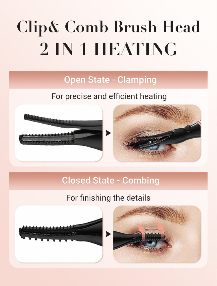 Electric Eyelash Curler For Instant Glam Long Lasting Natural Eyelash Comb Heated Lash Curling Tools