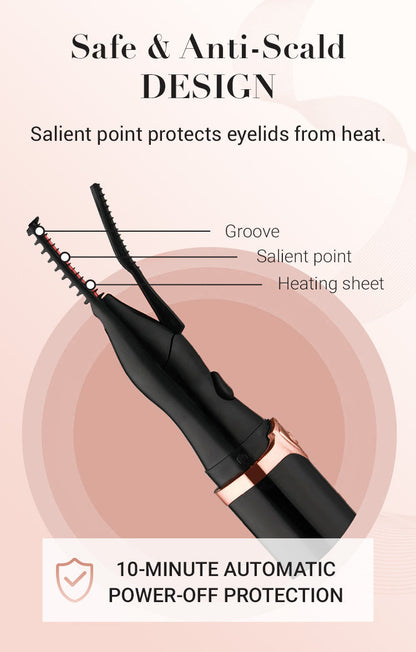 Electric Eyelash Curler For Instant Glam Long Lasting Natural Eyelash Comb Heated Lash Curling Tools
