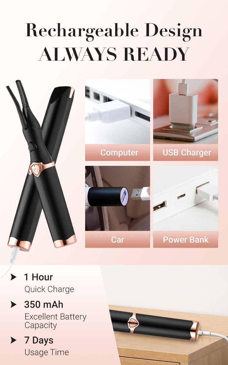 Electric Eyelash Curler For Instant Glam Long Lasting Natural Eyelash Comb Heated Lash Curling Tools